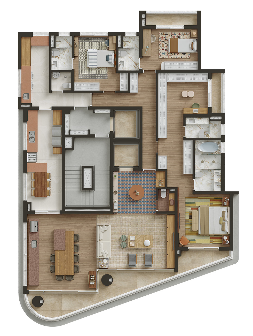Planta Residencial Opção 03  |  246m²  |  3 suítes