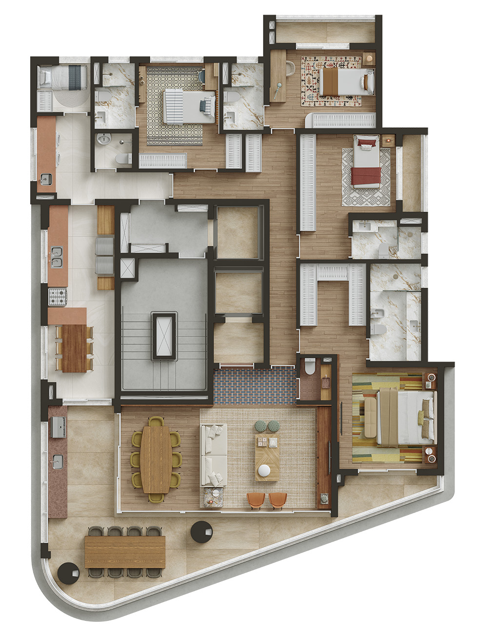 Planta Residencial Padrão  |  246m²  |  4 suítes